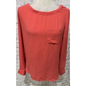 Ann Taylor Loft Coral/Peach Top Roll Tab Sleeves Size Small